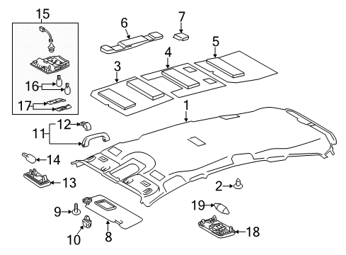 2014 Toyota Prius V Interior Trim - Roof Diagram
