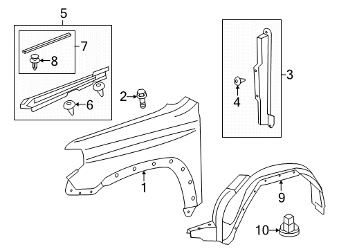 2024 Toyota 4Runner Fender & Components Diagram