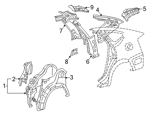 2009 Toyota Prius Inner Structure - Quarter Panel Diagram