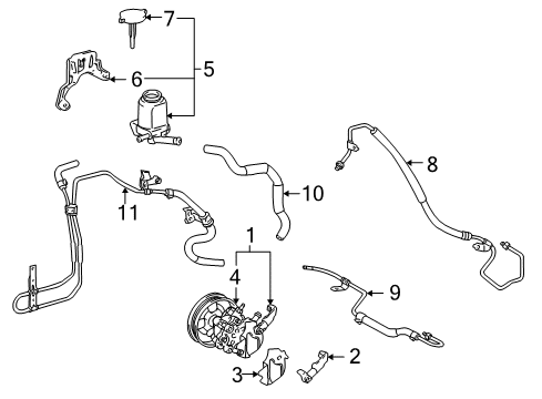 2005 Toyota Matrix P/S Pump & Hoses Diagram
