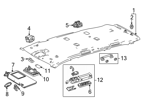 2025 Toyota Grand Highlander Interior Trim - Roof Diagram
