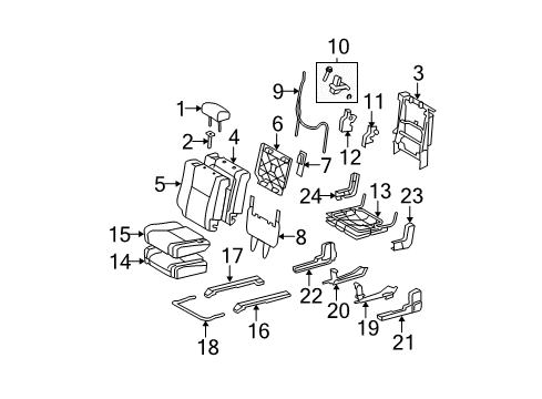 2010 Toyota Tundra Rear Seat Components Diagram