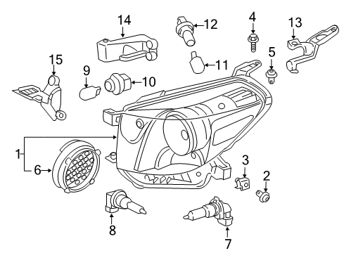 2013 Scion iQ Marker Lamp Bulb, Front Diagram for 90981-15012