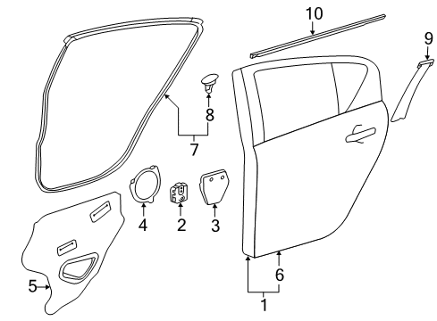 2013 Toyota Prius C Exterior Trim - Rear Door Diagram