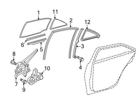 2010 Toyota Camry Glass - Rear Door Diagram