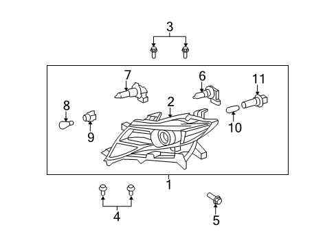 2010 Toyota Venza Headlamp Components Diagram