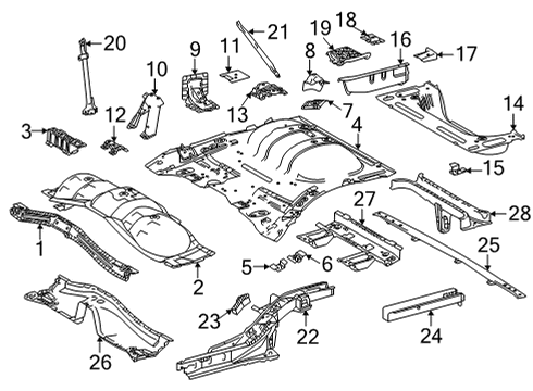 2020 Toyota Mirai Rear Floor & Rails Diagram