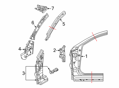 2018 Toyota Yaris iA Hinge Pillar Diagram