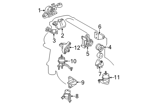 2007 Toyota Camry Engine & Trans Mounting Diagram