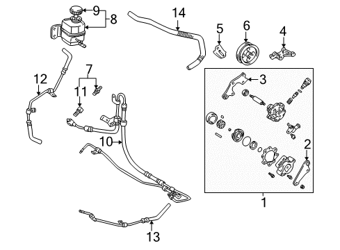 2000 Toyota Sienna P/S Pump & Hoses Diagram