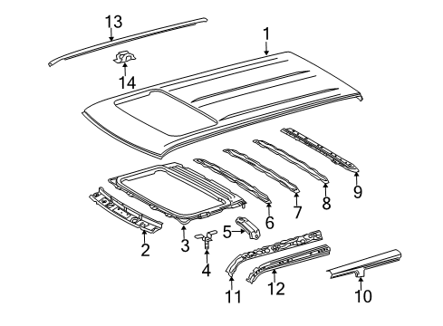 2010 Scion xB Roof & Components Diagram