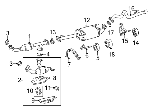 2014 Toyota FJ Cruiser Clamp, Exhaust Pipe Front (For Center) Diagram for 90080-46121