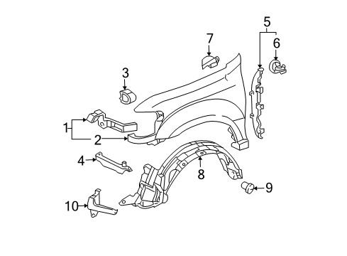 2006 Toyota Tundra Fender Extension, Passenger Side Diagram for 53813-0C040