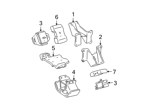 1999 Toyota Tacoma Engine & Trans Mounting Diagram