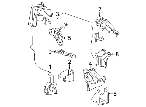 2006 Toyota Corolla Engine & Trans Mounting Diagram