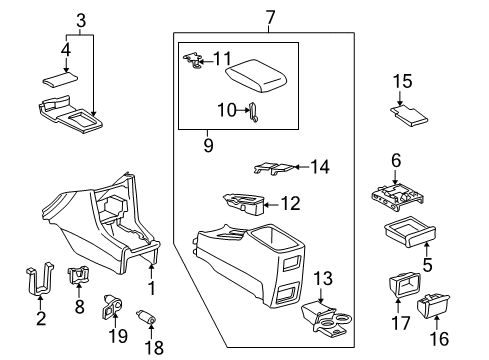 2000 Toyota Camry Cup Holder, Blue Gray Diagram for 55630-AA010-B0