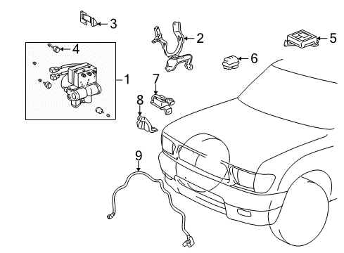 1996 Toyota Tacoma ABS Components Diagram