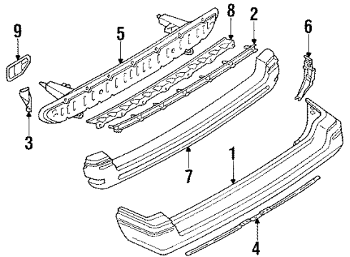 1990 Toyota Corolla Bumper Assembly - Rear Diagram