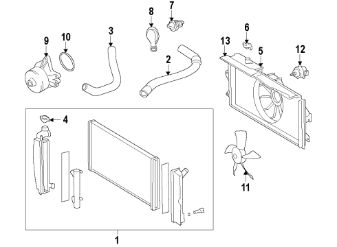 2019 Toyota Corolla Radiator & Components Diagram