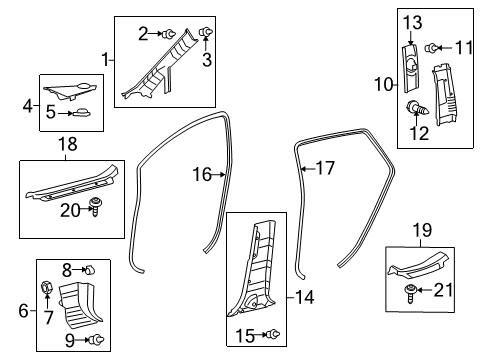 2012 Toyota Venza Interior Trim - Pillars Diagram