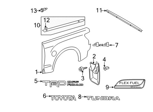 2009 Toyota Tundra Exterior Trim - Pick Up Box Diagram