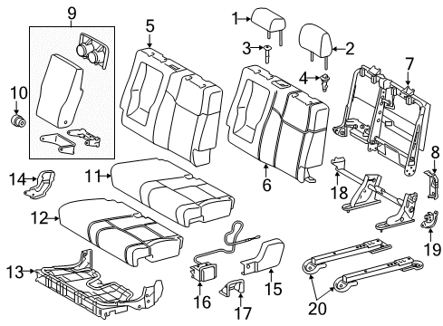 2020 Toyota Tundra Rear Seat Components Diagram