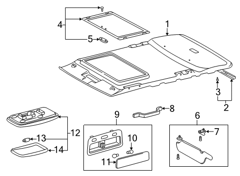 2000 Toyota RAV4 Interior Trim - Roof Diagram