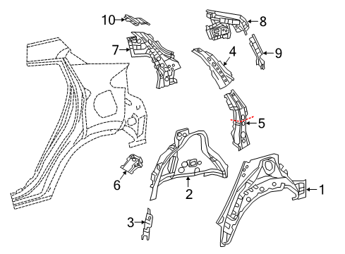 2022 Toyota C-HR Inner Structure - Quarter Panel Diagram 2 - Thumbnail