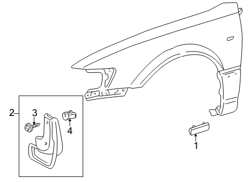 1998 Toyota Camry Mud Guard, Driver Side Diagram for 76622-39405