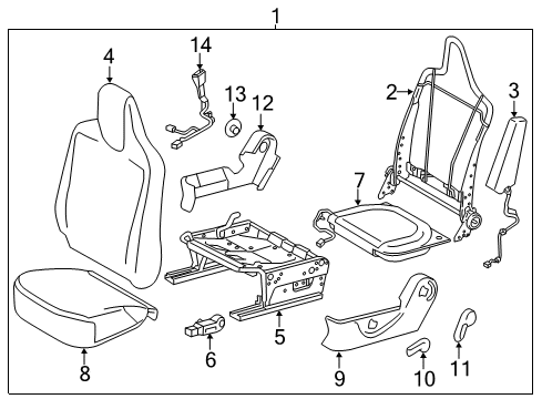 2013 Scion iQ Seat Back Frame, Driver Side Diagram for 71640-74040
