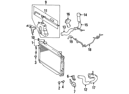 1997 Toyota Land Cruiser Radiator & Components Diagram