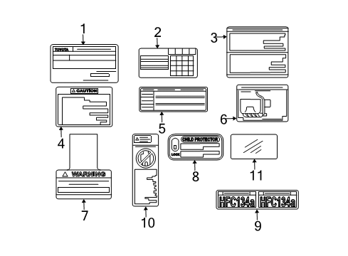 2004 Scion xA Information Labels Diagram