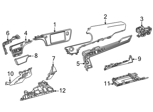2025 Toyota Mirai Instrument Panel Components Diagram