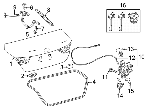 2025 Toyota Camry Trunk Lid & Components Diagram