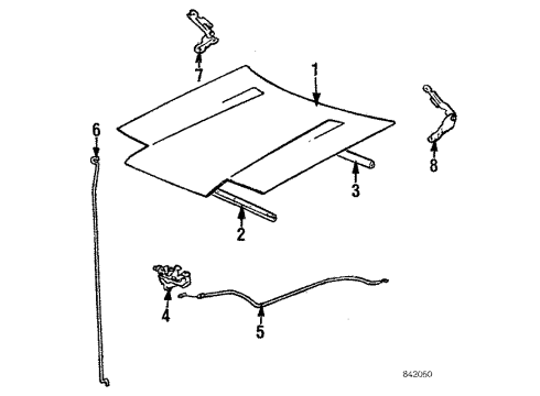1984 Toyota Corolla Hood & Components Diagram