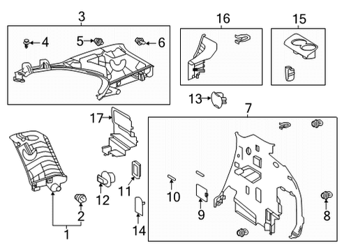 2025 Toyota Highlander Interior Trim - Quarter Panels Diagram