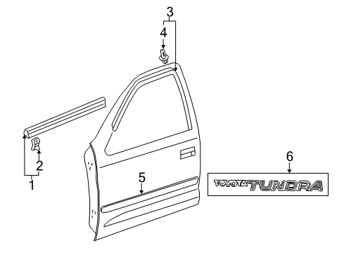 2002 Toyota Tundra Exterior Trim - Front Door Diagram