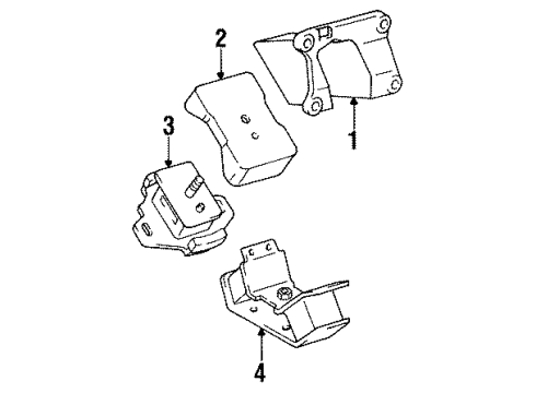 1990 Toyota 4Runner Engine & Trans Mounting Diagram