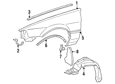 1987 Toyota Corolla Exterior Trim - Fender Diagram