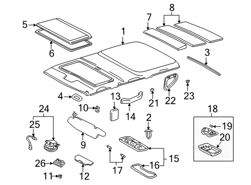 2004 Toyota Land Cruiser Interior Trim - Roof Diagram