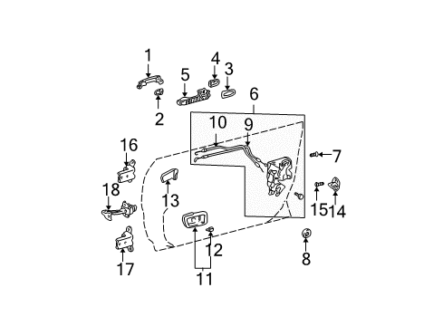 2006 Toyota Camry Lock Actuator, Passenger Side Diagram for 69050-AA020