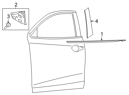 2019 Toyota Yaris Exterior Trim - Front Door Diagram