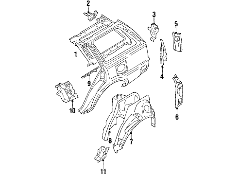 1990 Toyota Corolla Inner Components - Quarter Panel Diagram 3 - Thumbnail