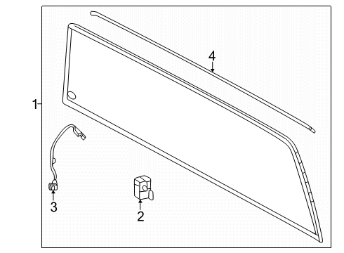 2025 Toyota Tacoma Glass & Hardware - Back Glass Diagram