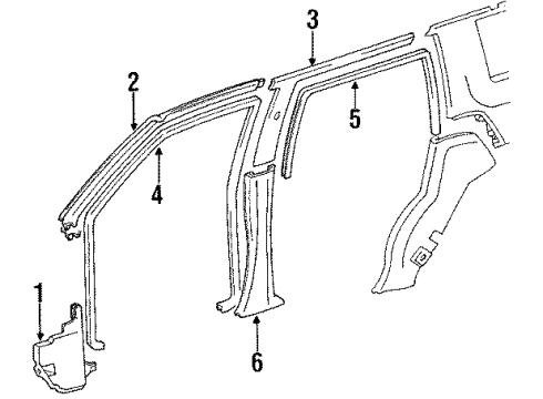 1992 Toyota 4Runner Pillar Molding, Driver Side Diagram for 62212-35031-B0