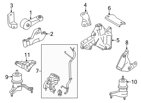 2015 Toyota Camry Engine & Trans Mounting Diagram