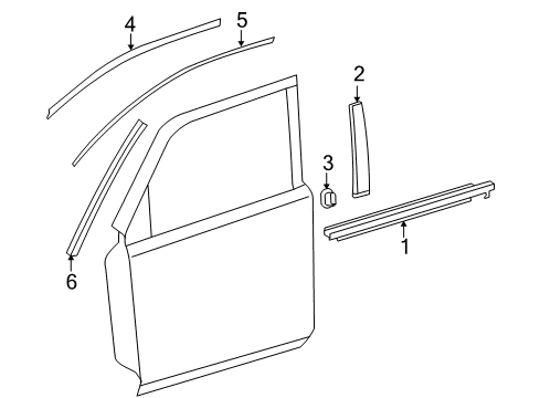 2024 Toyota 4Runner Exterior Trim - Front Door Diagram