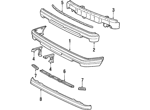 1988 Toyota Tercel Bumper Assembly - Front Diagram