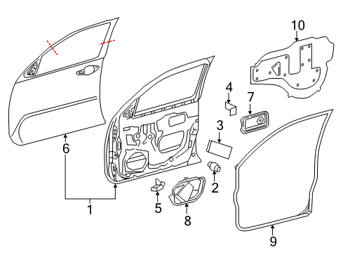 2019 Toyota Tacoma Door & Components Diagram