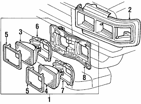 1988 Toyota Land Cruiser Headlamp Components Diagram